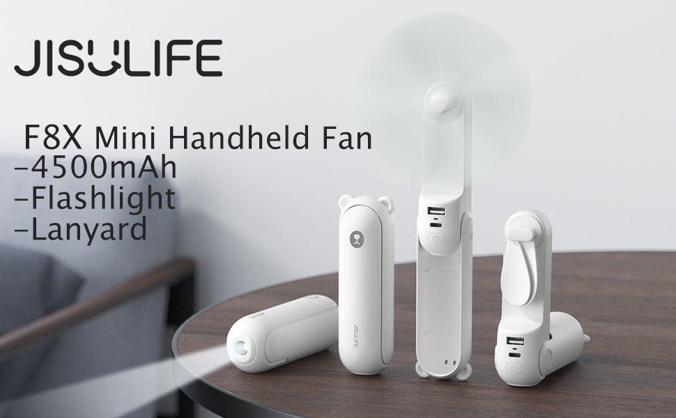 Quạt Cầm Tay Mini JISULIFE F8X 20 Quạt Cầm Tay Mini JISULIFE F8X tích hợp đèn pin và sạc dự phòng