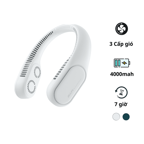 Quạt đeo cổ không cánh JISULIFE FA12R Tuabin đôi 4000mAh