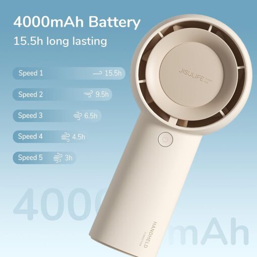 Quạt Cầm Tay Mini JISULIFE FA43 – 5 Cấp Gió, Pin 4000mAh
