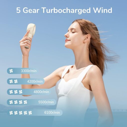 Quạt Cầm Tay Mini JISULIFE FA43 – 5 Cấp Gió, Pin 4000mAh