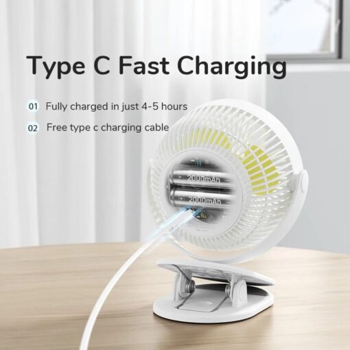 Quạt usb kẹp bàn mini cao cấp Jisulife FA29A pin 4000mAh