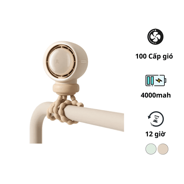 Quạt xe đẩy cho bé JisuLife Life 2 chân bạch tuộc, pin 4000mAh, 11.5 giờ