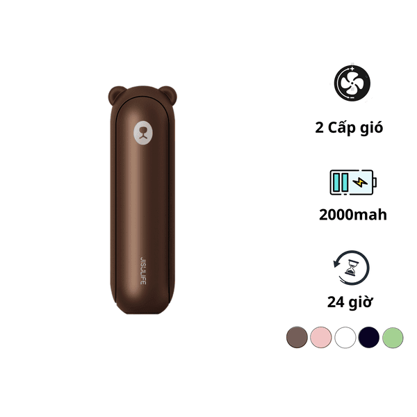 Quạt mini tích điện cầm tay Jisulife F8X, màu nâu-like new