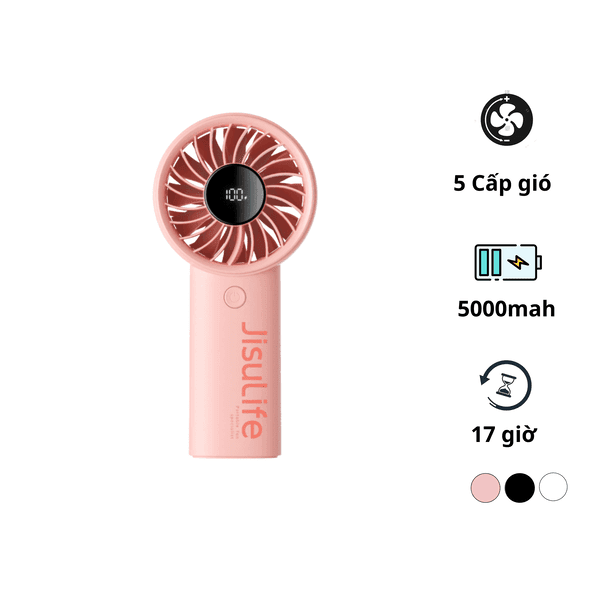 Quạt cầm tay mini Jisulife Life 4 Pin 17 giờ 5000mAh