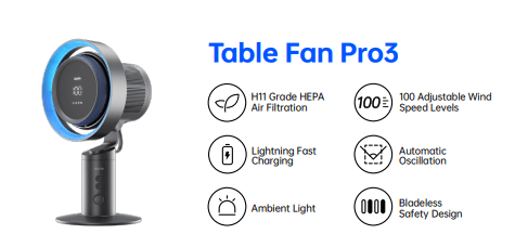 Quạt Để Bàn lọc không khí Jisulife Pro3 25 Quạt Để Bàn lọc không khí Jisulife Pro3