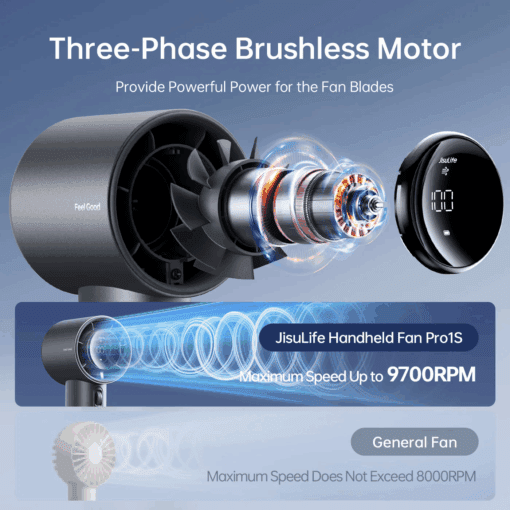 Quạt cầm tay Jisulife Pro1 S 2025 – Pin 40 giờ, 4.86W - Hình ảnh 3