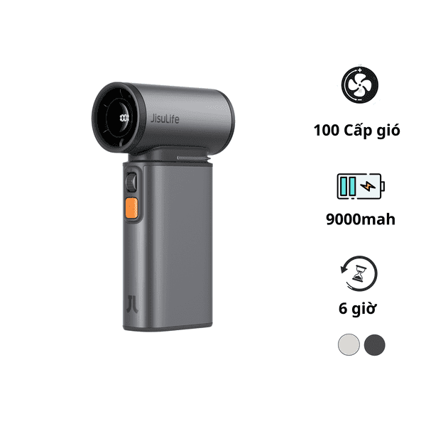 Quạt mini tích điện cầm tay có lồng nhựa bảo vệ Jisulife Ultra 1 FA55 màu xám-like new 1 Quạt mini tích điện cầm tay có lồng nhựa bảo vệ Jisulife Ultra 1 FA55 màu xám-like new