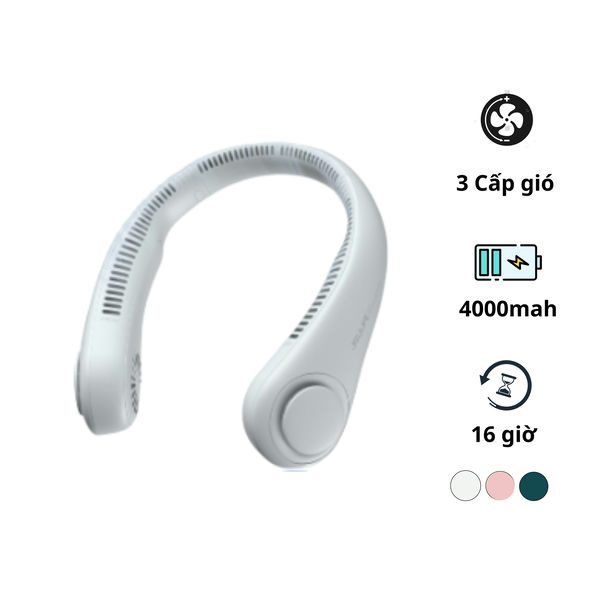 Quạt mini tích điện đeo cổ có lồng nhựa bảo vệ vỏ nhựa Jisulife Life3-FA14 màu xám-like new