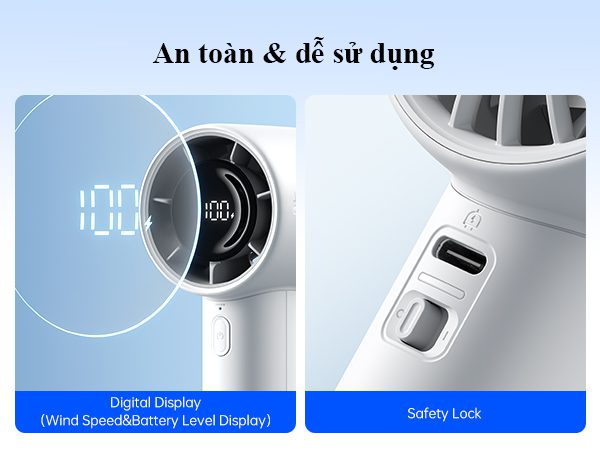 Quạt cầm tay Jisulife life 10, 10s - pin 5000mah, dùng 30 giờ 13 Quạt cầm tay chính hãng