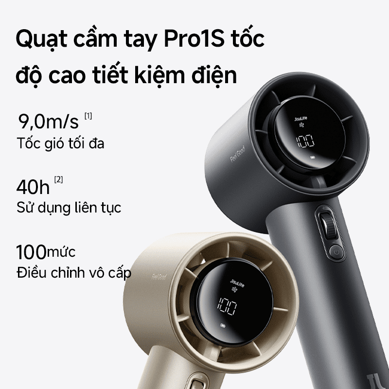 Quạt cầm tay Jisulife Pro1S 2026 31 Tốc độ gió 9.0m/s — Làm mát mạnh hơn quạt cầm tay phổ thông