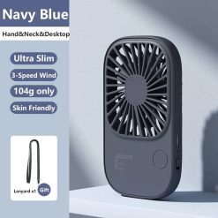 Jisulife J2248 Quạt Cầm Tay Mini Pin Sạc Siêu Mỏng, 3 Tốc Độ Gió, Lồng Nhựa Bảo Vệ Màu Xanh Dương - Như Mới