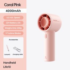 Jisulife J5713 Quạt Cầm Tay Pin 5000mAh, 5 Cấp Gió, Gió Mạnh 5.6m/s, Hoạt Động Tới 30 Giờ - Như Mới