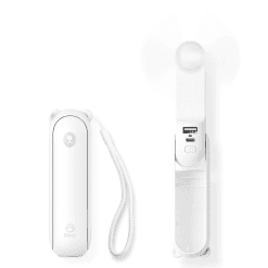 Jisulife J0954 Quạt Cầm Tay Mini 3 Trong 1, Pin 2000mAh Sạc USB-C, Đèn Pin, Gấp 3 Tư Thế Màu Trắng - Như Mới