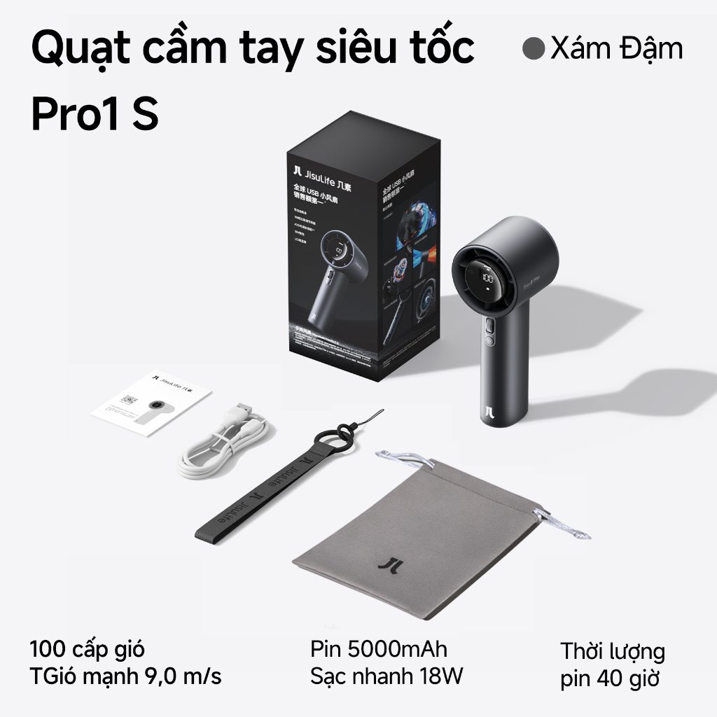 Quạt cầm tay Jisulife Pro1S 2025 – Pin 15 giờ, 4.86W 14 Quạt cầm tay Jisulife Pro1S 2025 – Pin 15 giờ, 4.86W - Ảnh 14