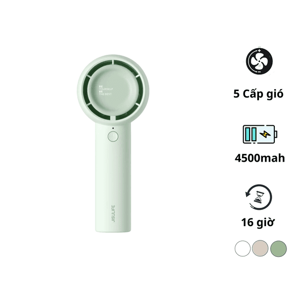 Quạt mini tích điện cầm tay có lồng nhựa bảo vệ Jisulife FA42-1 màu xanh lá-like new 1 Quạt cầm tay