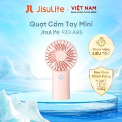 Quạt mini tích điện cầm tay có lồng nhựa bảo vệ Jisulife F2D màu hồng-like new