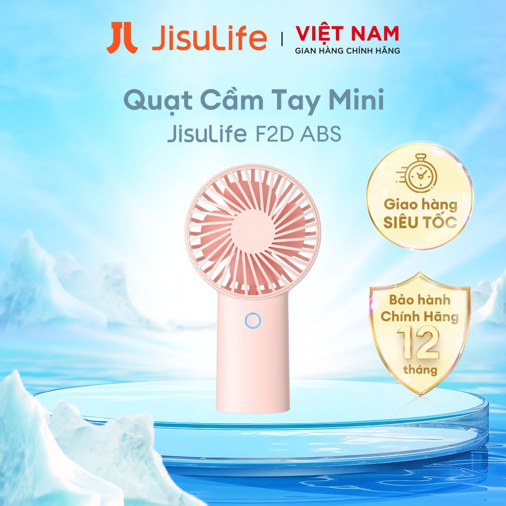 Quạt mini tích điện cầm tay có lồng nhựa bảo vệ Jisulife F2D màu hồng-like new 1 Quạt mini tích điện cầm tay có lồng nhựa bảo vệ Jisulife F2D màu hồng-like new
