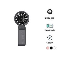Quạt mini tích điện cầm tay có lồng nhựa bảo vệ Jisulife Life 7, 5000mAh màu đen-like new