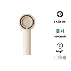 Quạt mini tích điện cầm tay có lồng nhựa bảo vệ Jisulife FA42-1 màu nâu-like new
