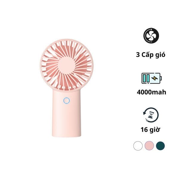 Quạt mini tích điện cầm tay có lồng nhựa bảo vệ Jisulife F2D màu hồng-like new 1 Quạt mini tích điện cầm tay có lồng nhựa bảo vệ Jisulife F2D màu hồng-like new