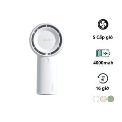 Quạt mini tích điện cầm tay có lồng nhựa bảo vệ Jisulife FA43 màu trắng-like new