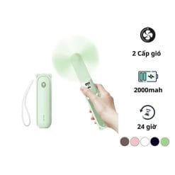 Quạt mini tích điện cầm tay Jisulife F8, màu xanh lá-like new