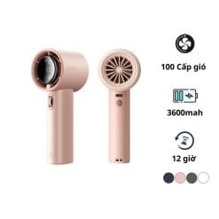 Quạt mini tích điện cầm tay có lồng nhựa bảo vệ Jisulife FA53-ABS PRO 1, màu hồng-like new