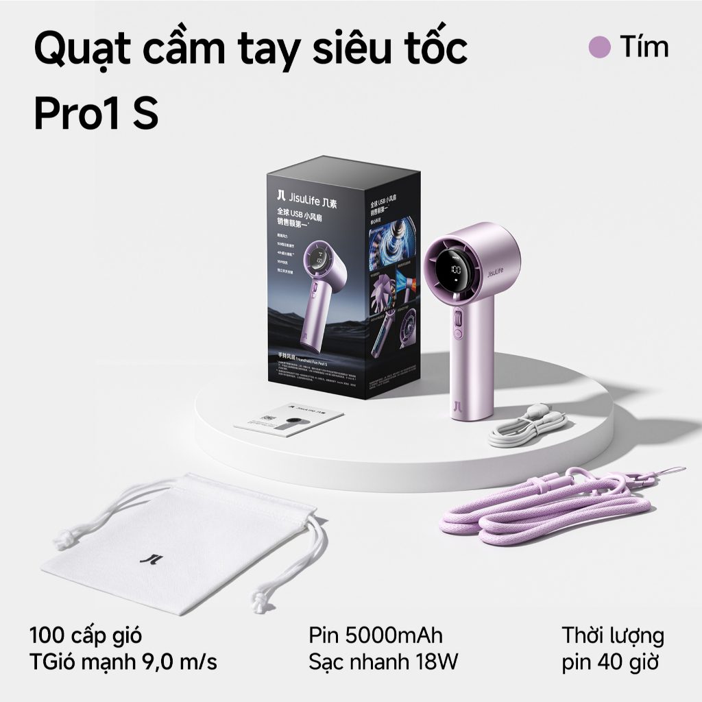 Quạt cầm tay Jisulife Pro1S 2025 – Pin 15 giờ, 4.86W 17 Quạt cầm tay Jisulife Pro1S 2025 – Pin 15 giờ, 4.86W - Ảnh 17