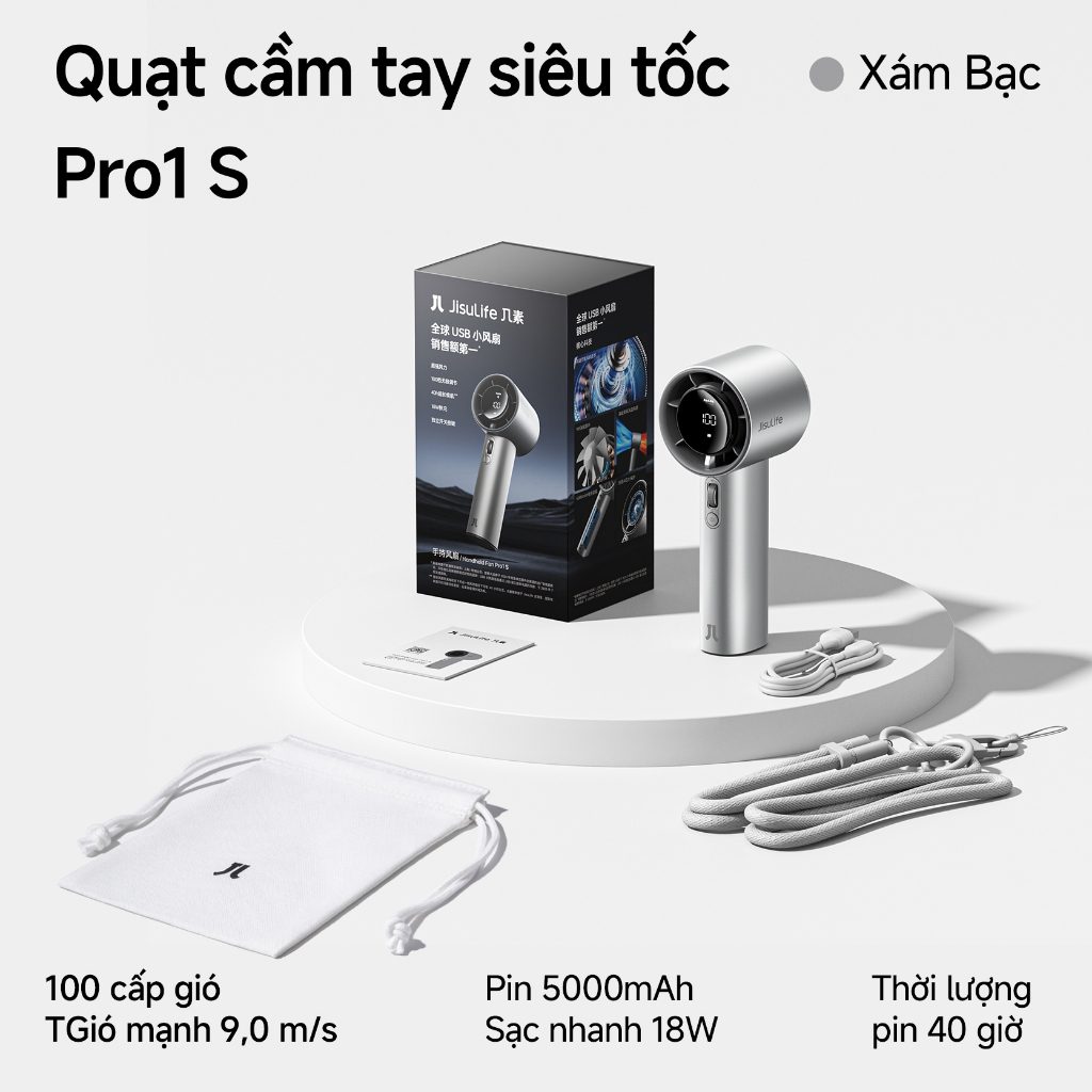Quạt cầm tay Jisulife Pro1S 2025 – Pin 15 giờ, 4.86W 16 Quạt cầm tay Jisulife Pro1S 2025 – Pin 15 giờ, 4.86W - Ảnh 16