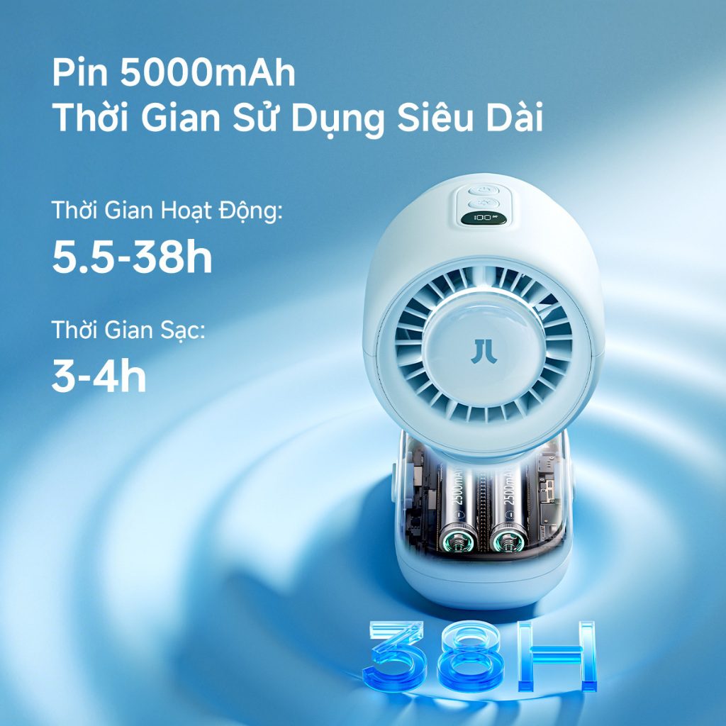 Quạt kẹp xe đẩy JisuLife Fan 4 Pin 5000mAh 17 Pin 5000mAh — Dùng liên tục nhiều giờ mà không cần cắm điện
