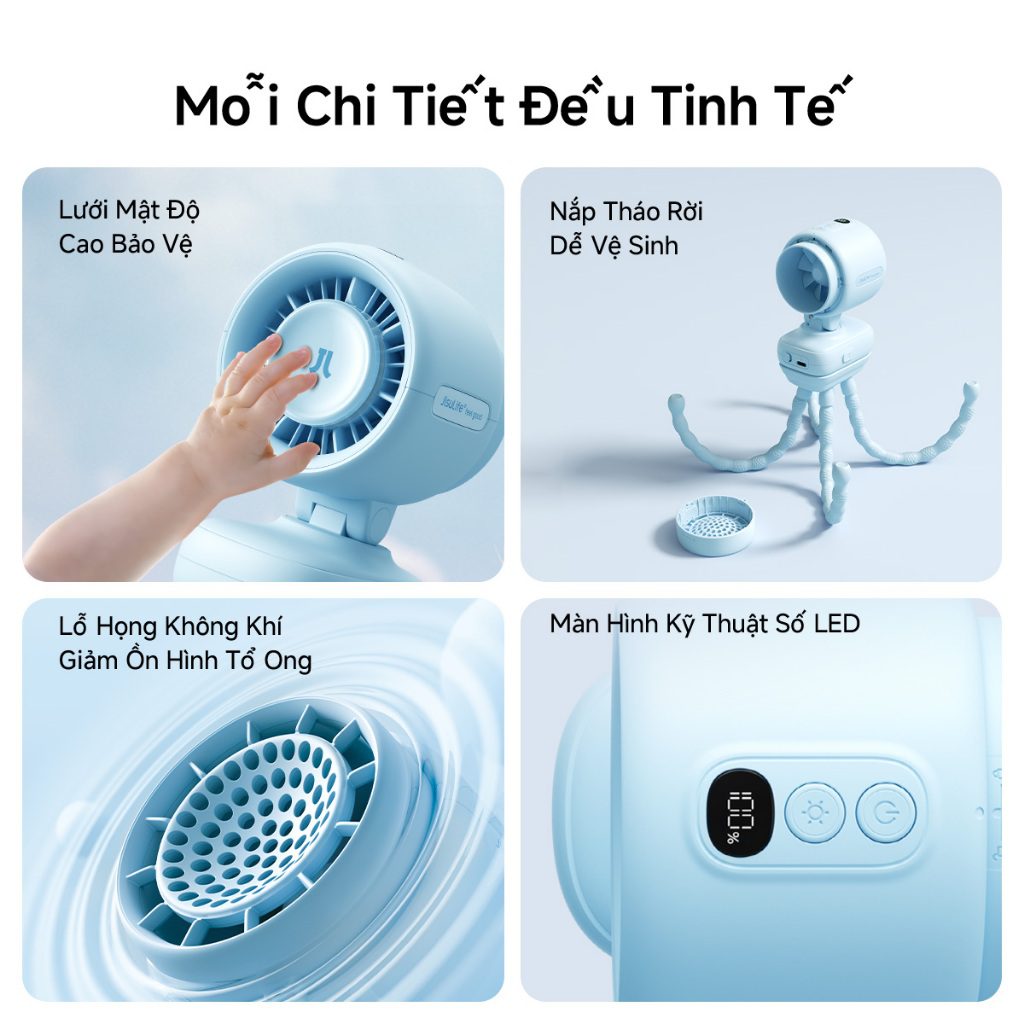 Quạt kẹp xe đẩy JisuLife Fan 4 Pin 5000mAh 3 Quạt kẹp xe đẩy JisuLife Fan 4 Pin 5000mAh - Hình ảnh 3