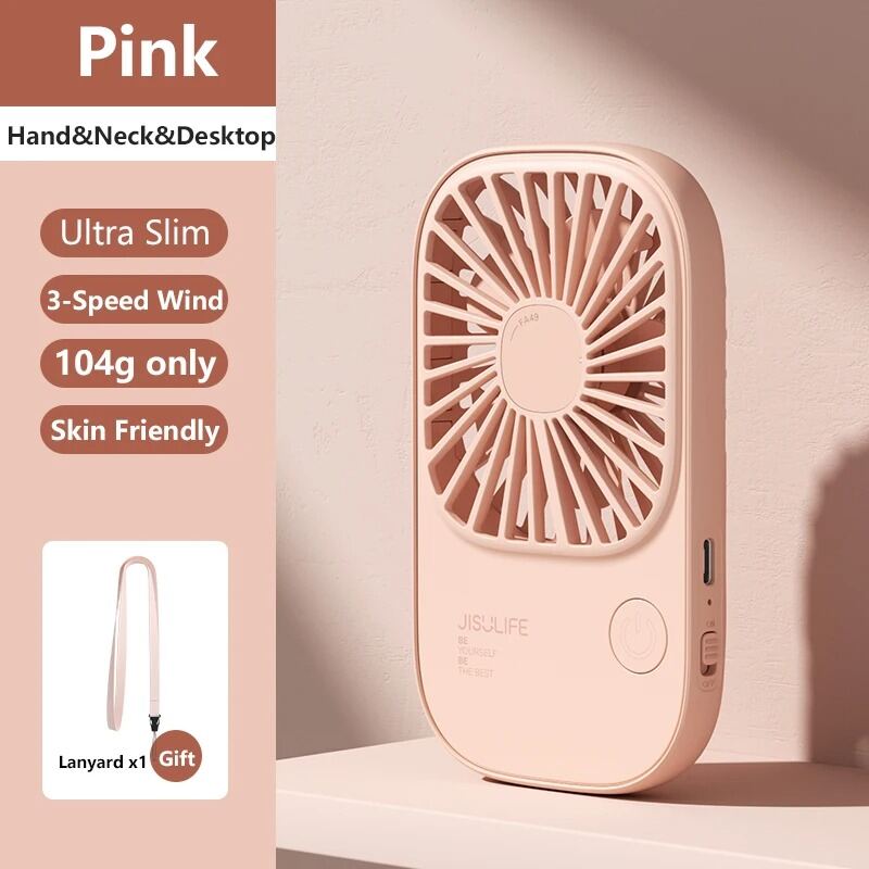 Jisulife J2255 Quạt Cầm Tay Mini Pin Sạc, 3 Tốc Độ Gió, Thiết Kế Siêu Mỏng Màu Hồng - Như Mới 1 Jisulife J2255 Quạt Cầm Tay Mini Pin Sạc, 3 Tốc Độ Gió, Thiết Kế Siêu Mỏng Màu Hồng - Như Mới